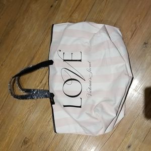 Victoria Secret pink/white/black LOVE bag NWTS